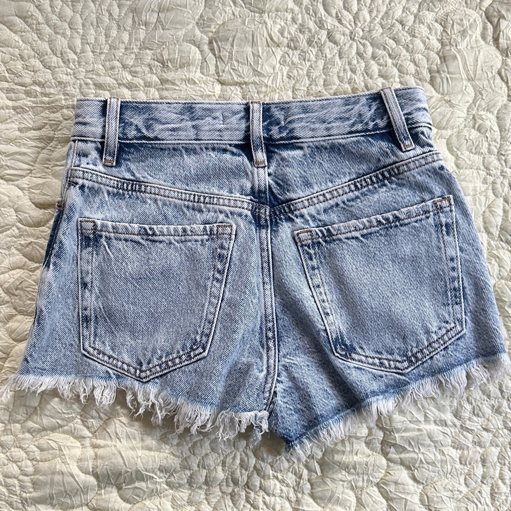 PacSun Light Blue Ripped High-Rise Denim Shorts - Picture 2 of 3